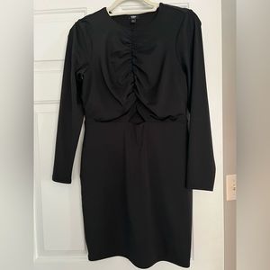 Black body contour long sleeve mini dress